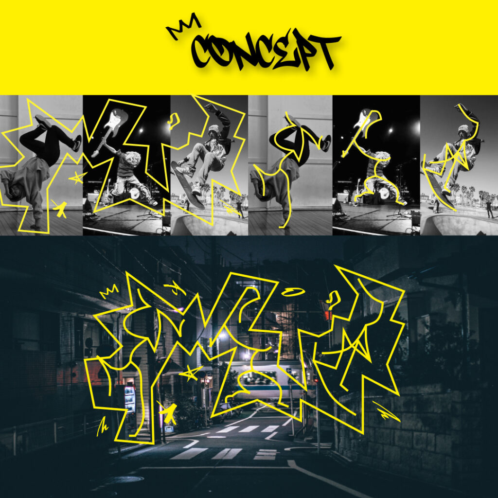 Graffiti-style strokes reflect the distinctive artistic spirit of street culture