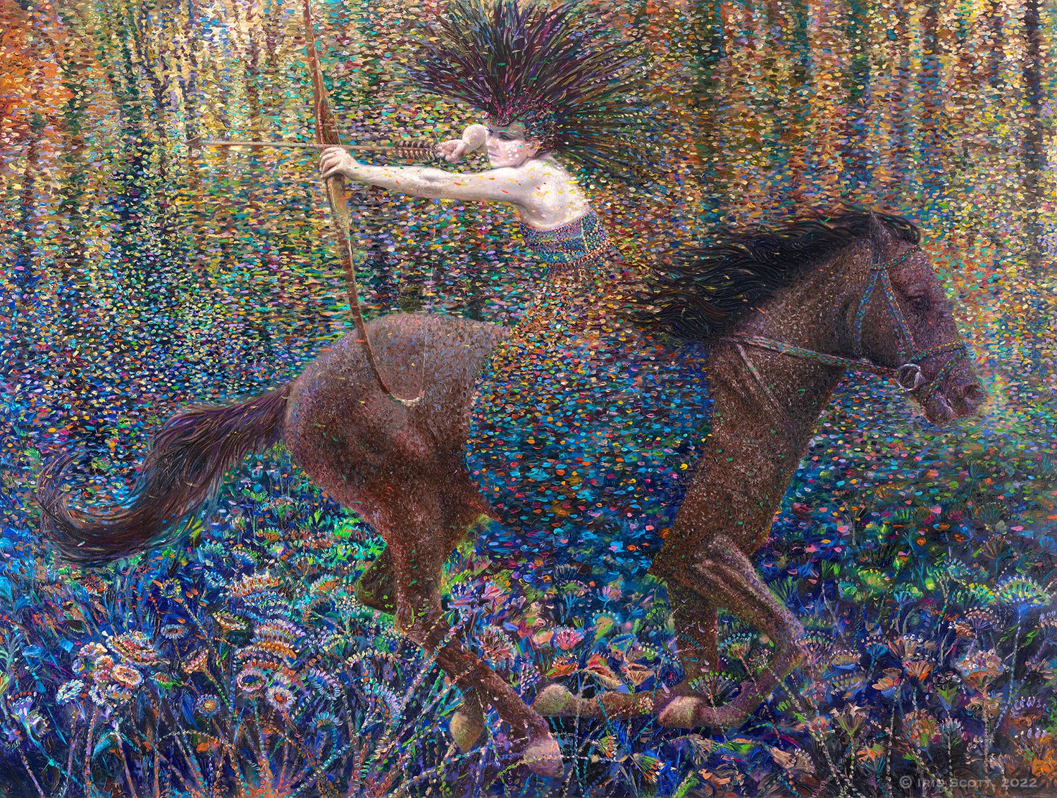 Scott’s paintings often show colorful and lively scenes. Image: irisscottfineart.com