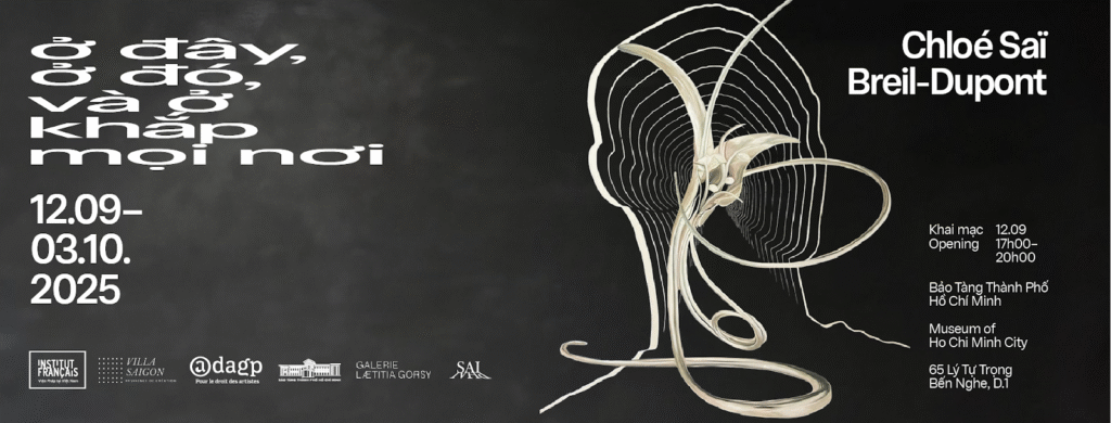 Poster of the exhibition 'Ở đây, ở đó và ở khắp mọi nơi'. Photo: Institut français