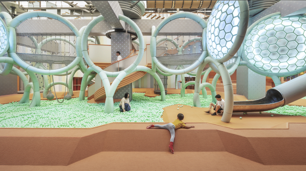 The central playground model in the space. 
