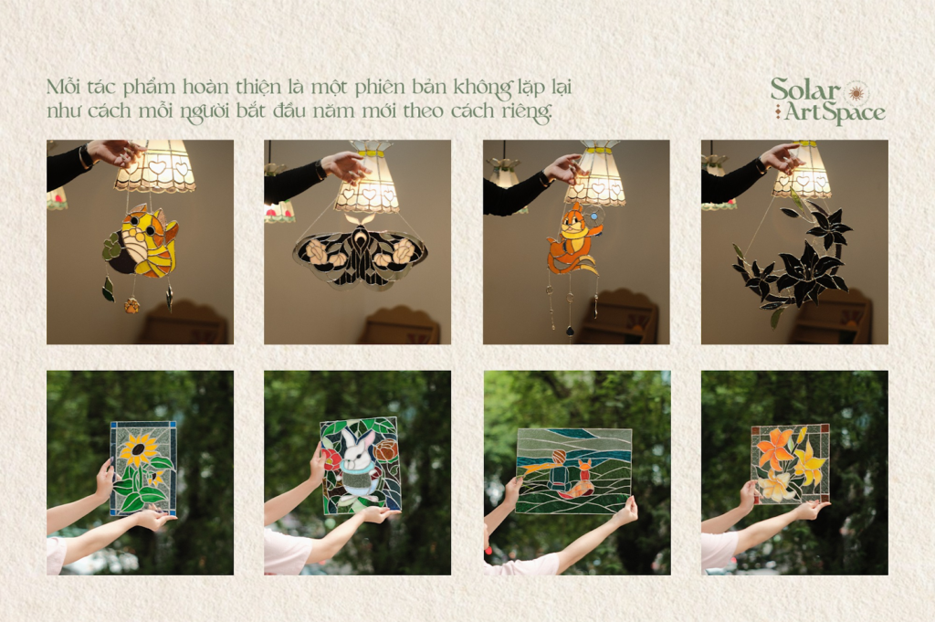 4 hoạt động cho mùa Tết của giới trẻ Sài thành thêm thú vị 5 Thành phẩm tranh kính màu xinh xắn tại workshop. Ảnh: Solar Art Space