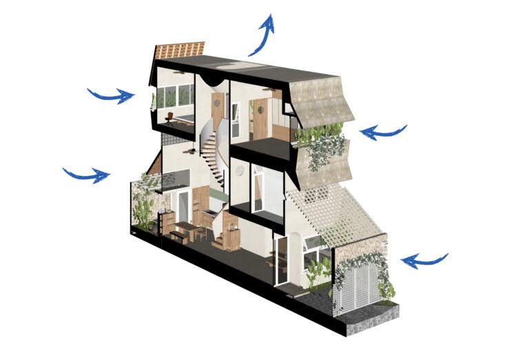 Bản vẽ chi tiết của Origami House. 