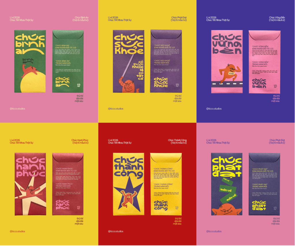 Bộ 6 bao lì xì độc đáo, "tái định nghĩa" lời chúc qua những dòng thủ thỉ đầy cảm xúc ở mặt sau.