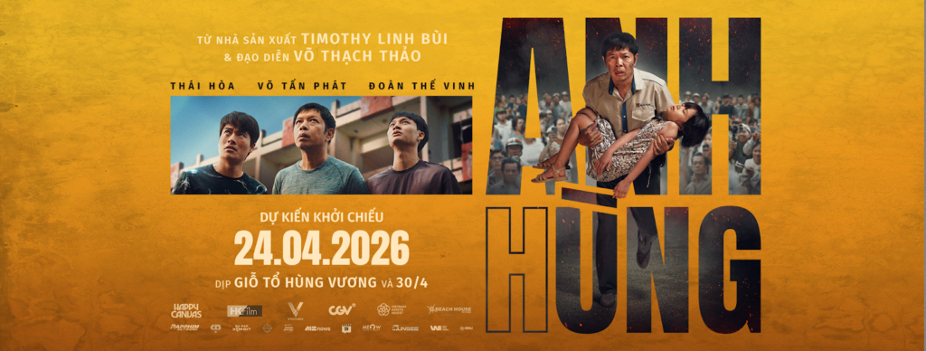 Teaser poster của phim “Anh Hùng” với sự kết hợp của Thái Hoà - Võ Tấn Phát - Đoàn Thế Vinh. 