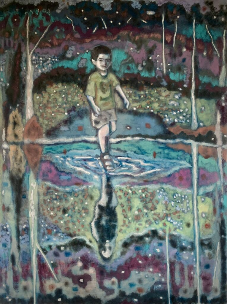 Anh thường khắc họa các nhân vật trong trạng thái trầm tư, đơn độc 